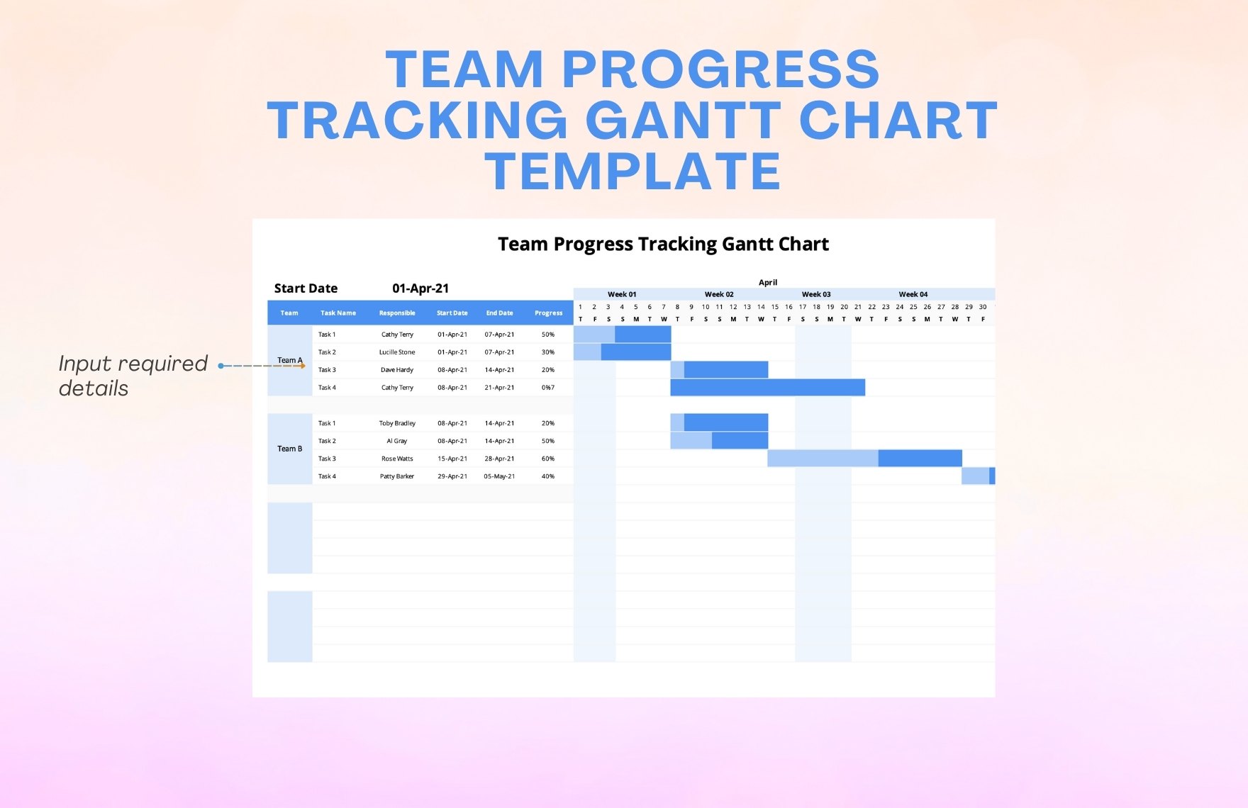 Team Progress Tracking Gantt Chart Template