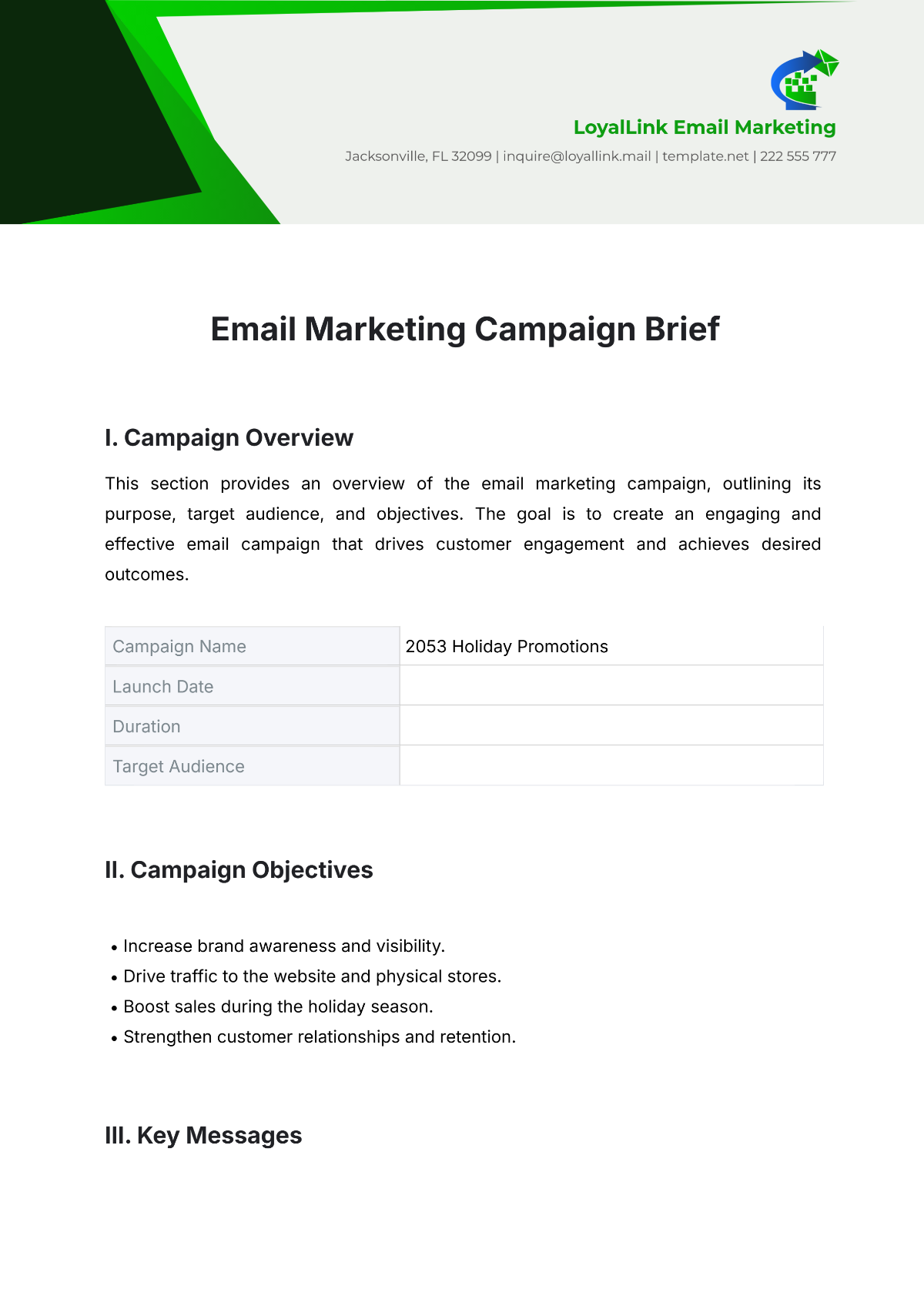 Email Marketing Campaign Brief Template - Edit Online & Download