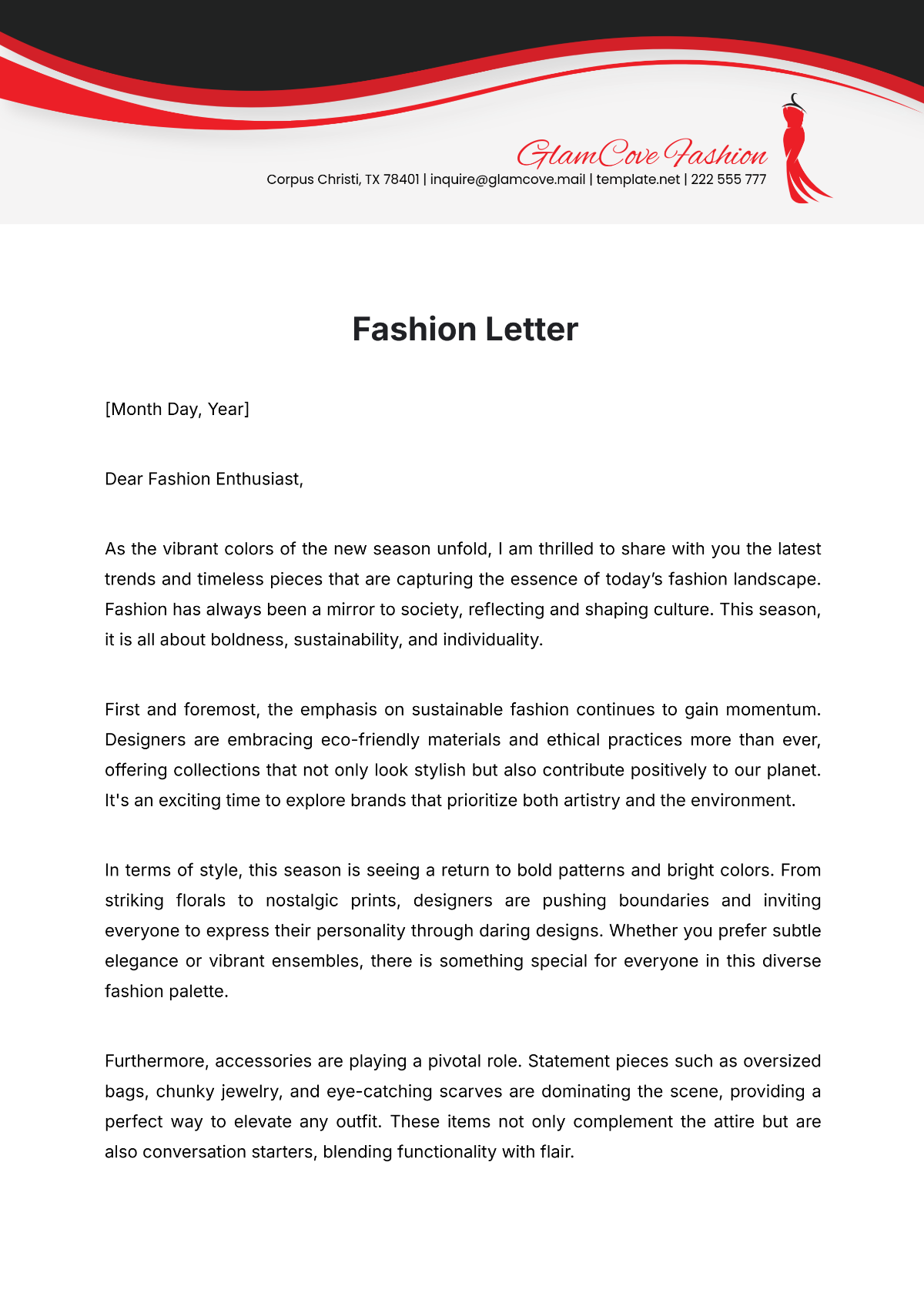 Fashion Letter Template - Edit Online & Download