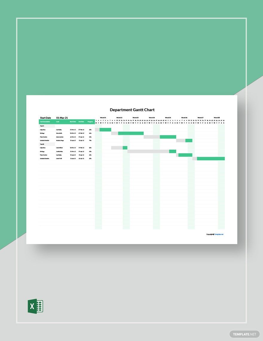 Simple Department Gantt Chart Template