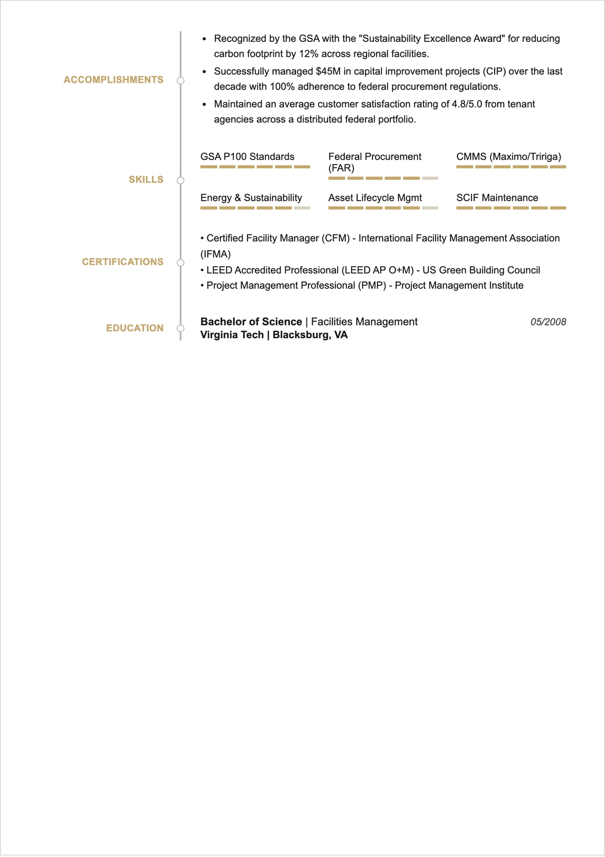 Free Government Facility Maintenance Manager ATS Resume Template