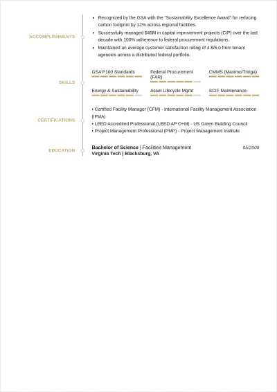 Free Government Facility Maintenance Manager ATS Resume Template