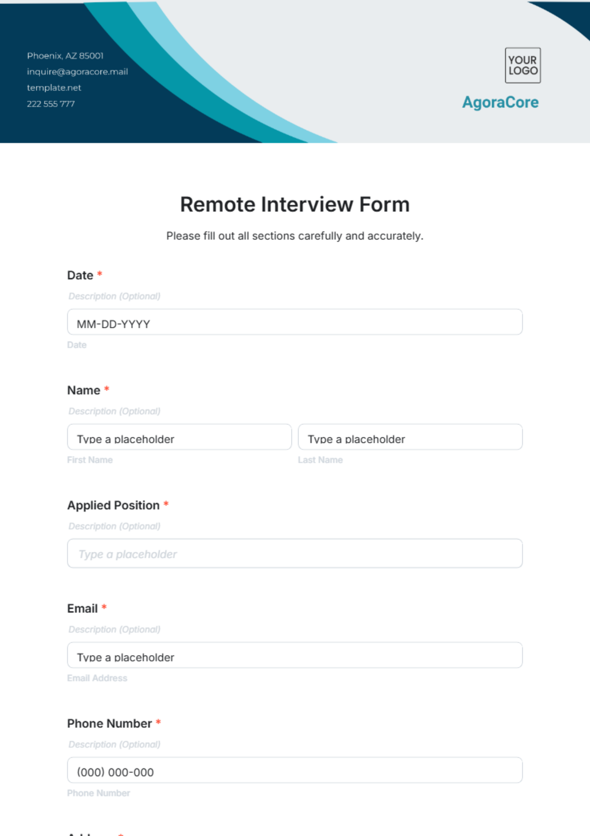 Remote Interview Form Template - Edit Online & Download