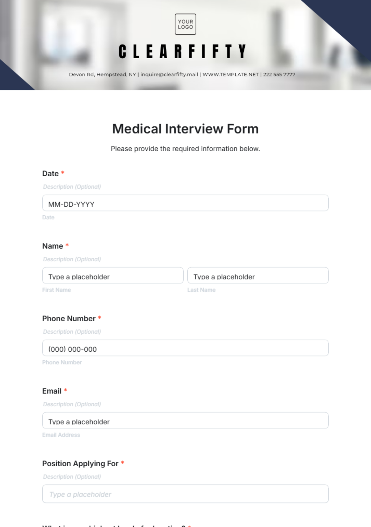 Medical Interview Form Template - Edit Online & Download