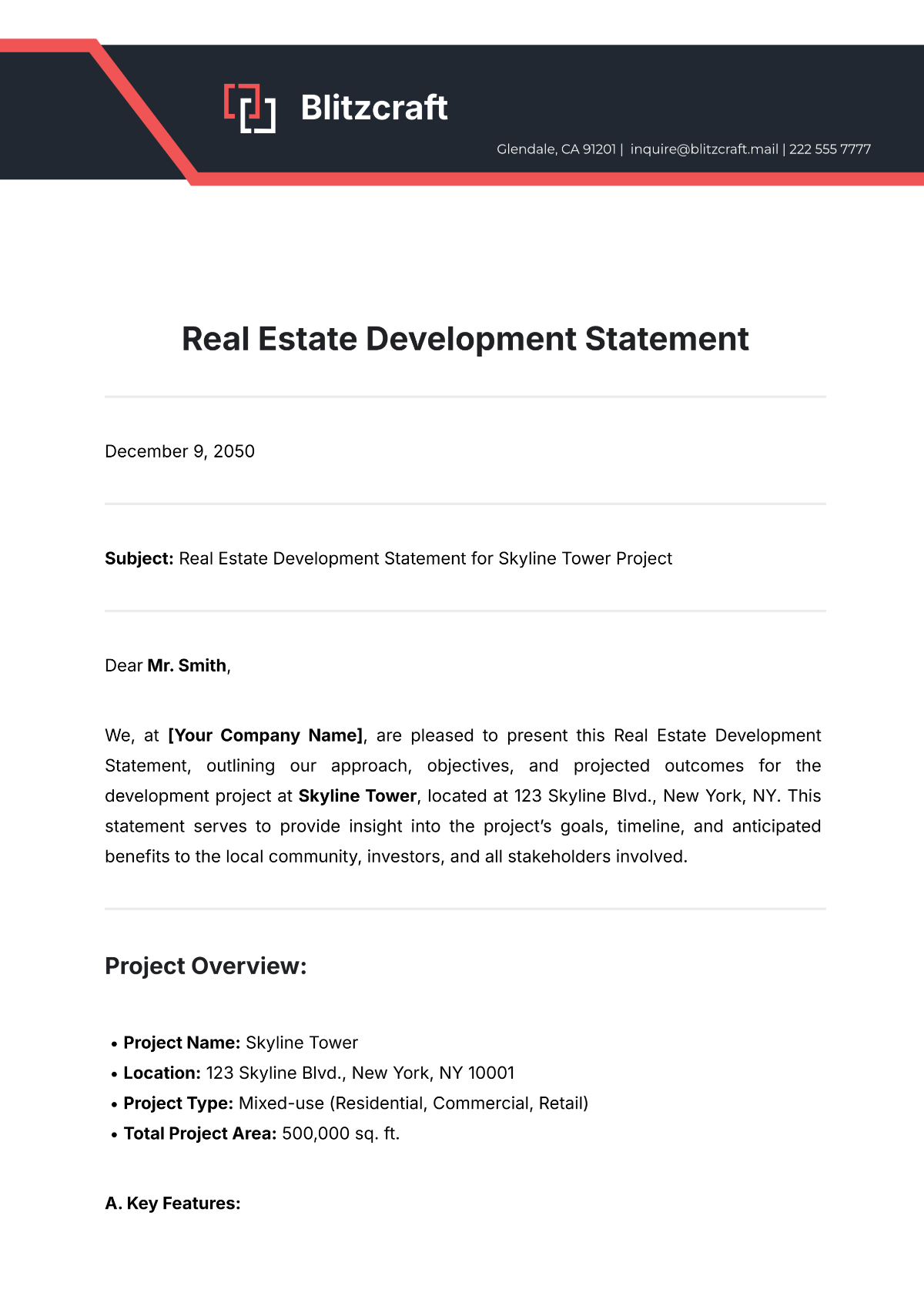 Real Estate Development Statement Template - Edit Online & Download