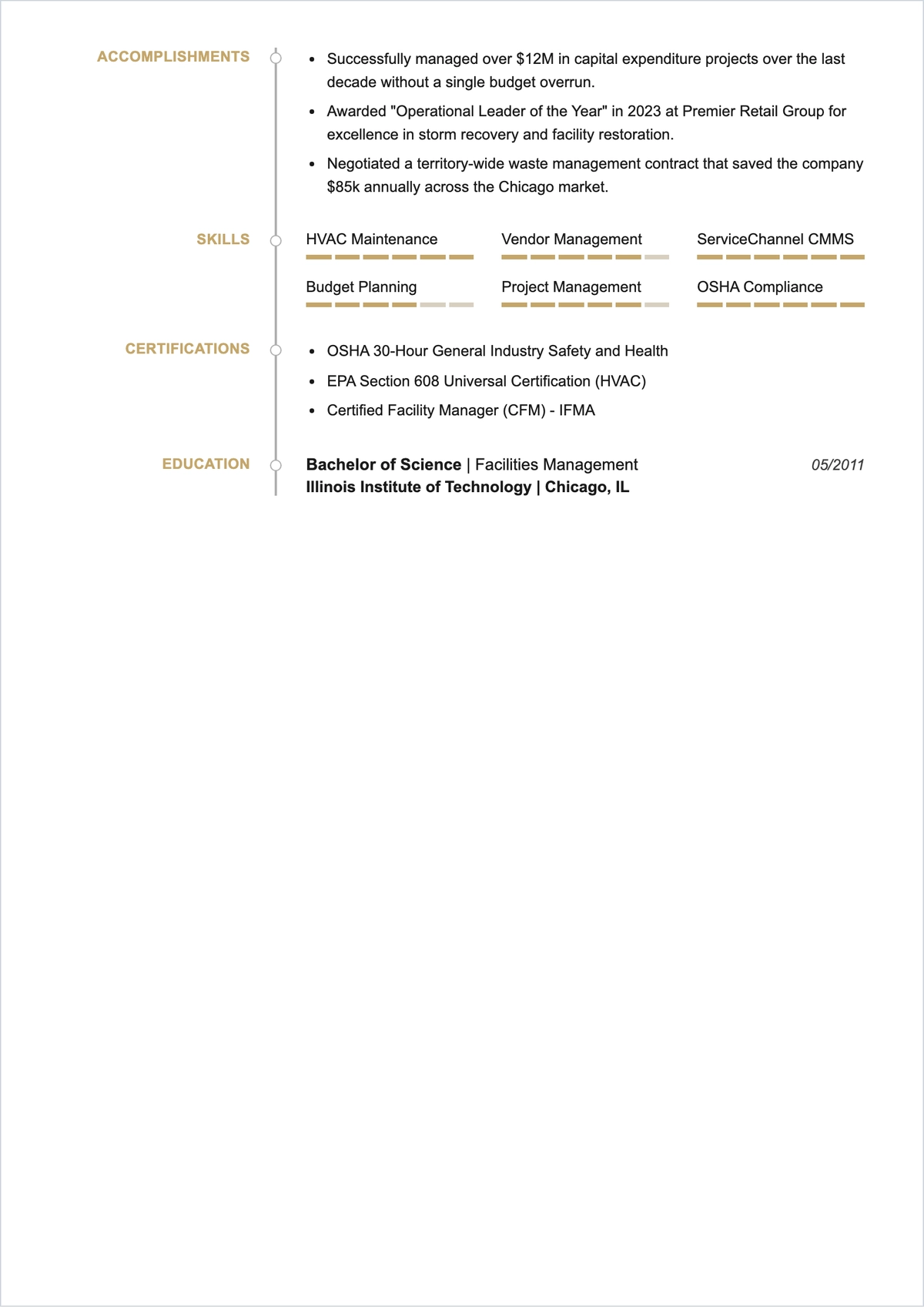 Free Retail Facility Maintenance Manager ATS Resume Template