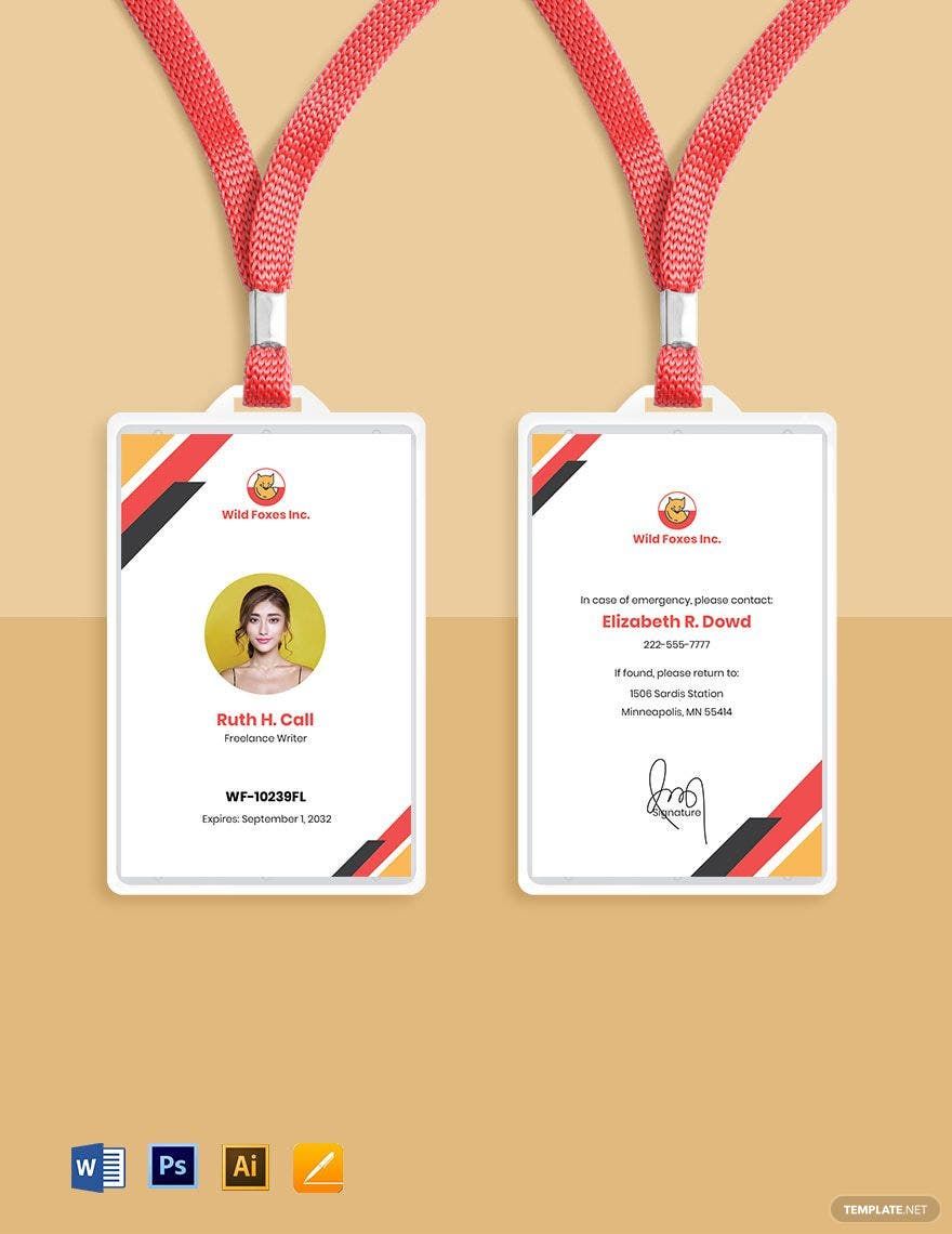 Freelance Writer ID Card Template in Word, Illustrator, PSD, Apple Pages