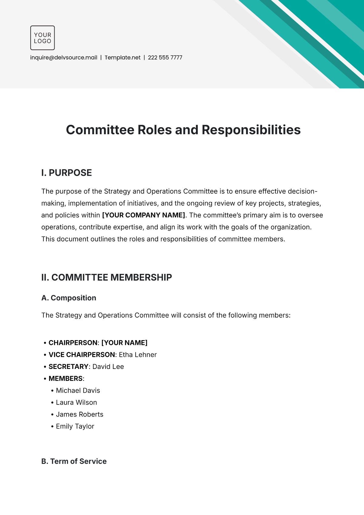 Committee Roles and Responsibilities Template - Edit Online & Download