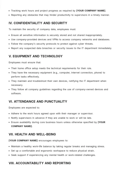 Free Work from Home Roles and Responsibilities Template to Edit Online