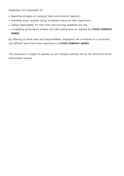 Free Work from Home Roles and Responsibilities Template to Edit Online