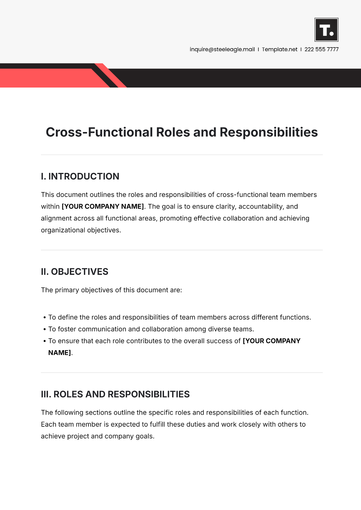 Cross-Functional Roles and Responsibilities Template - Edit Online & Download