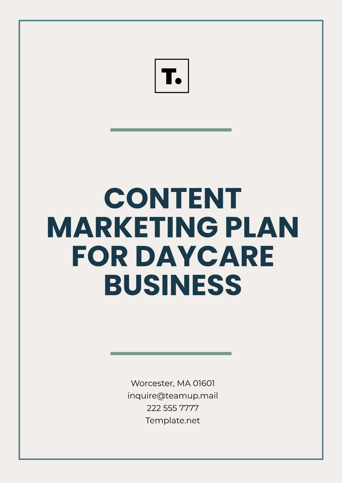 Content Marketing Plan for Daycare Business Template - Edit Online & Download