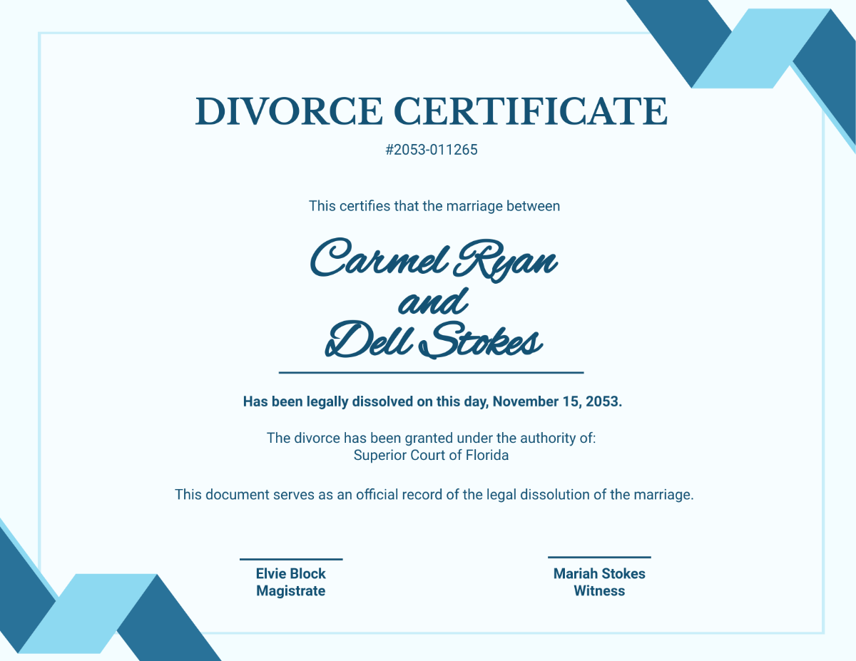 Free Online Divorce Certificate Template - Edit Online & Download