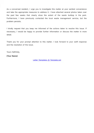 Free Local Authority Environment Complaint Letter Design Template to Edit Online