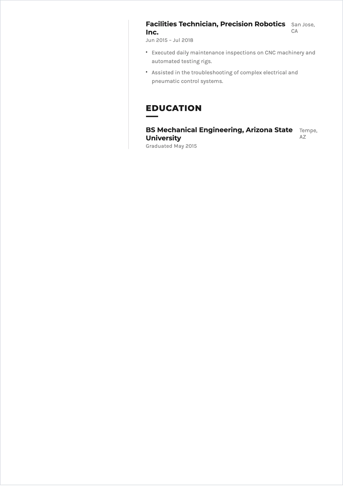 Free Printable Startup Maintenance Manager ATS Resume Template