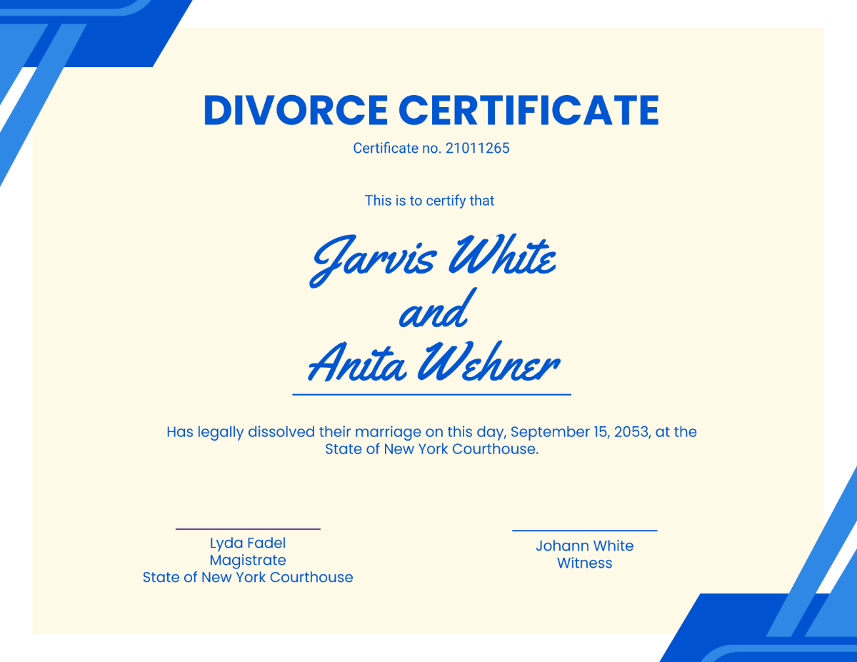 Free Digital Divorce Certificate Template - Edit Online & Download