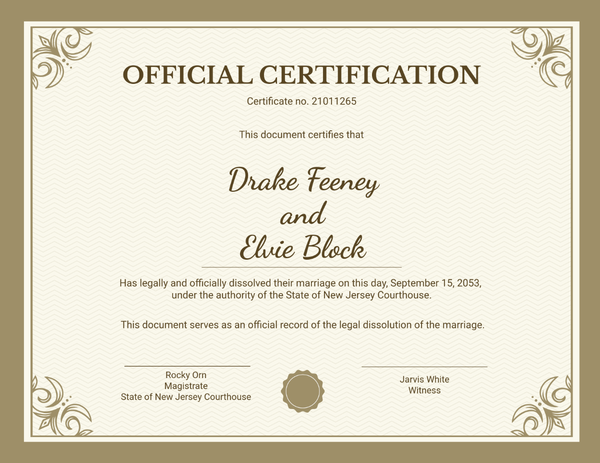 Free Official Divorce Certificate Template - Edit Online & Download