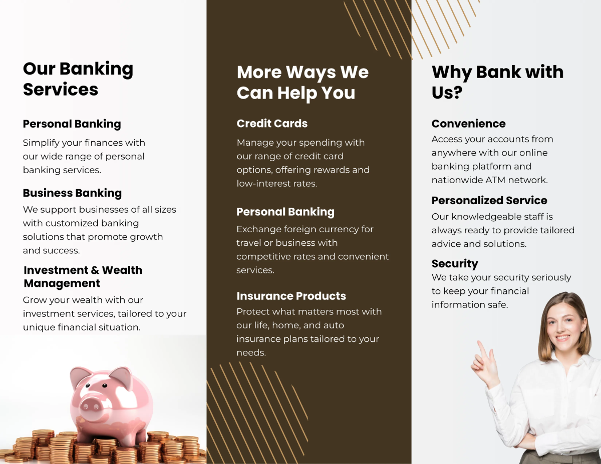 Free Bank Service Brochure Template to Edit Online