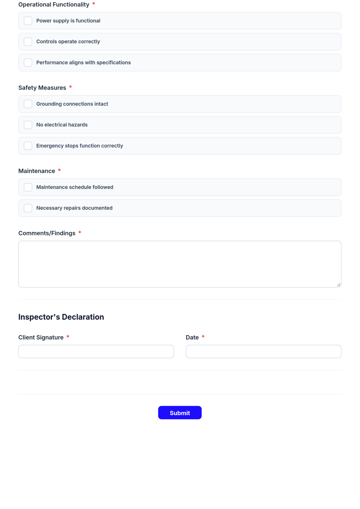 Free Medical Equipment Inspection Form Template & AI Maker Free Medical Equipment Inspection Form Template & AI Maker