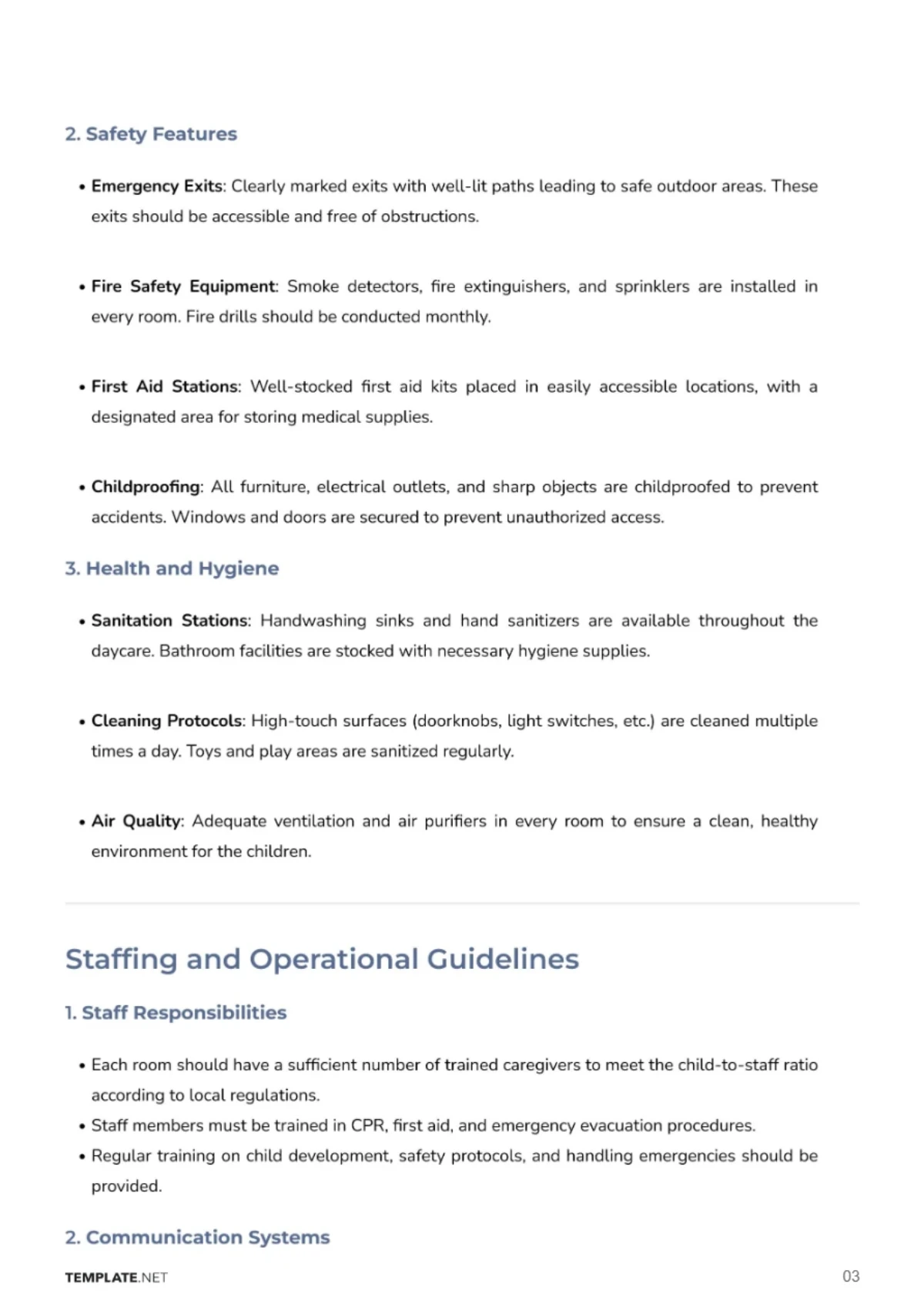 Free Preparedness Plan for Daycare Business Layout Template to Edit Online