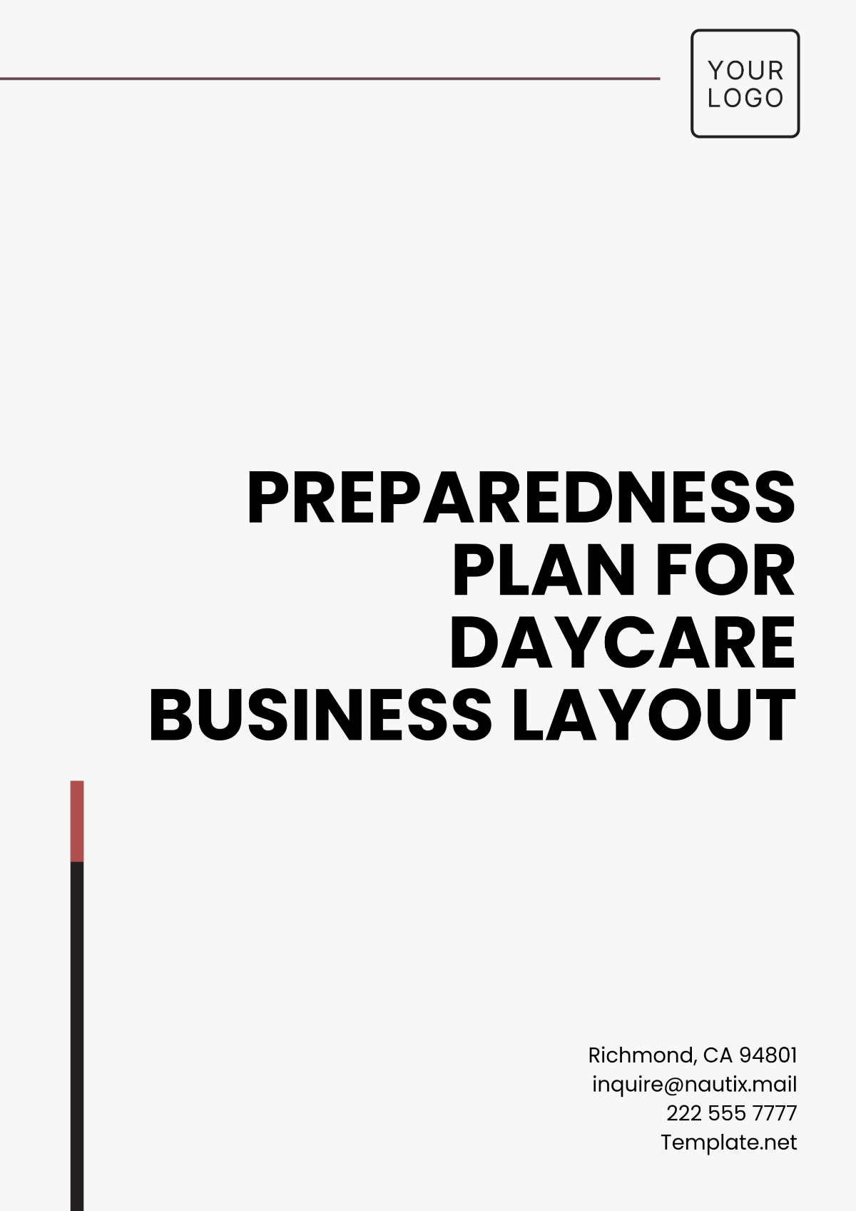 Preparedness Plan for Daycare Business Layout Template - Edit Online & Download