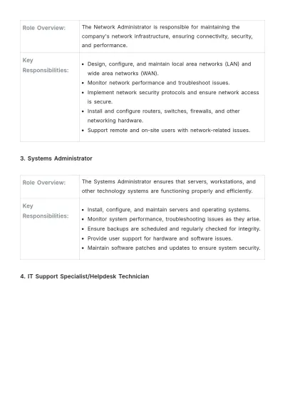 Free IT Team Roles and Responsibilities Template to Edit Online