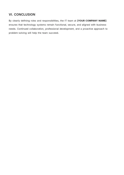 Free IT Team Roles and Responsibilities Template to Edit Online