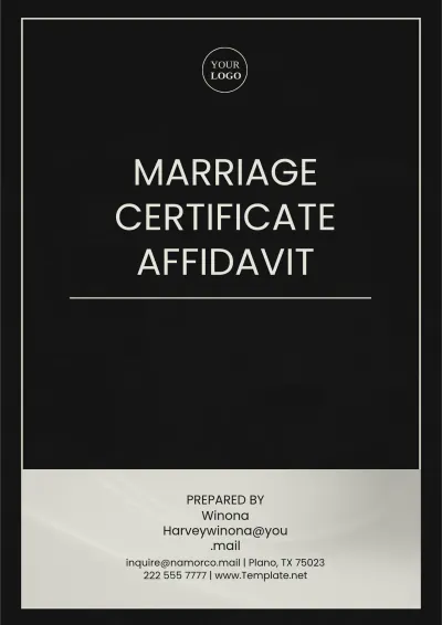 Free Marriage Certificate Affidavit Template to Edit Online
