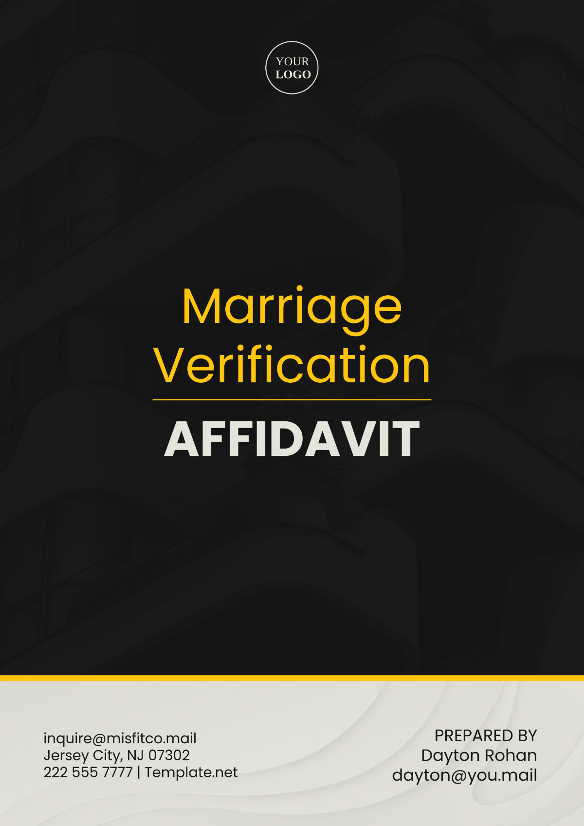 Marriage Verification Affidavit Template - Edit Online & Download