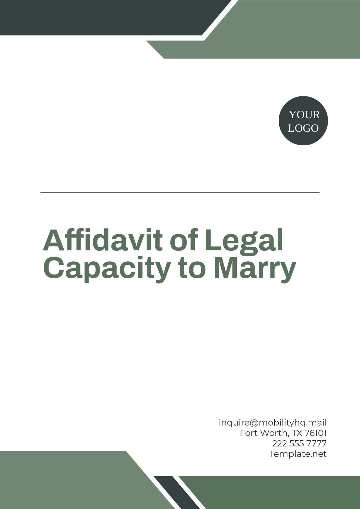 Affidavit of Legal Capacity to Marry Template - Edit Online & Download