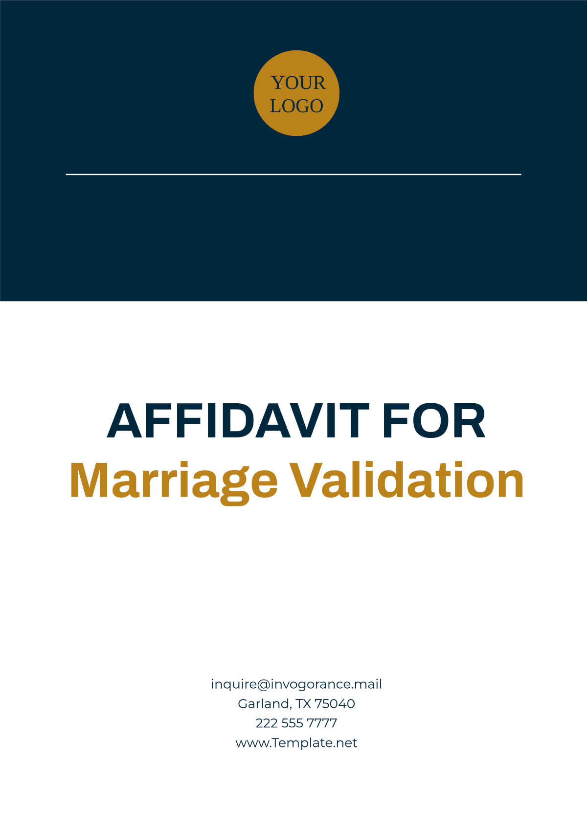 Affidavit for Marriage Validation Template - Edit Online & Download