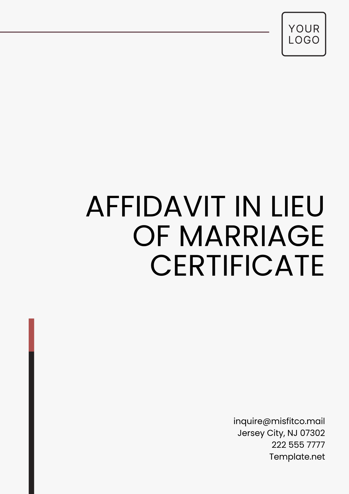 Affidavit in Lieu of Marriage Certificate Template - Edit Online & Download