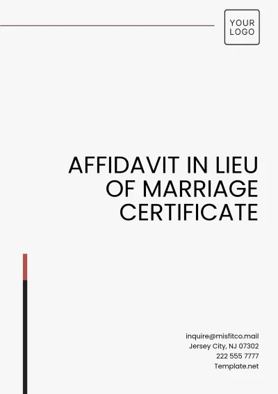 Free Affidavit in Lieu of Marriage Certificate Template to Edit Online