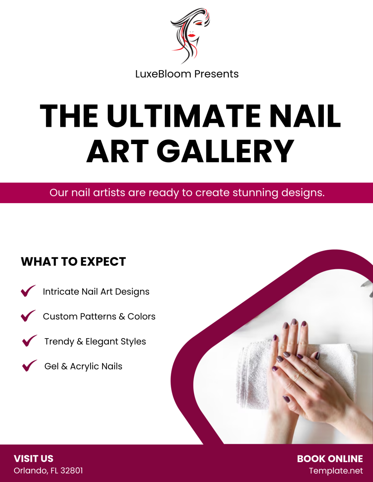 Beauty Parlor Nail Art Gallery Flyer Template - Edit Online & Download