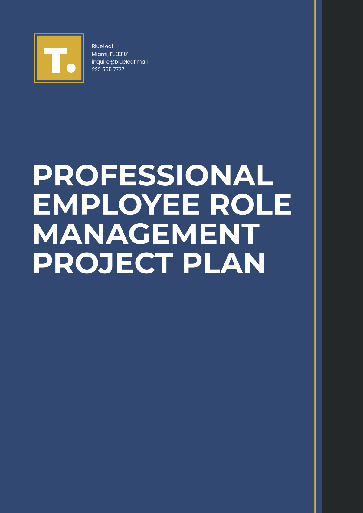 Professional Employee Role Management Project Plan Template