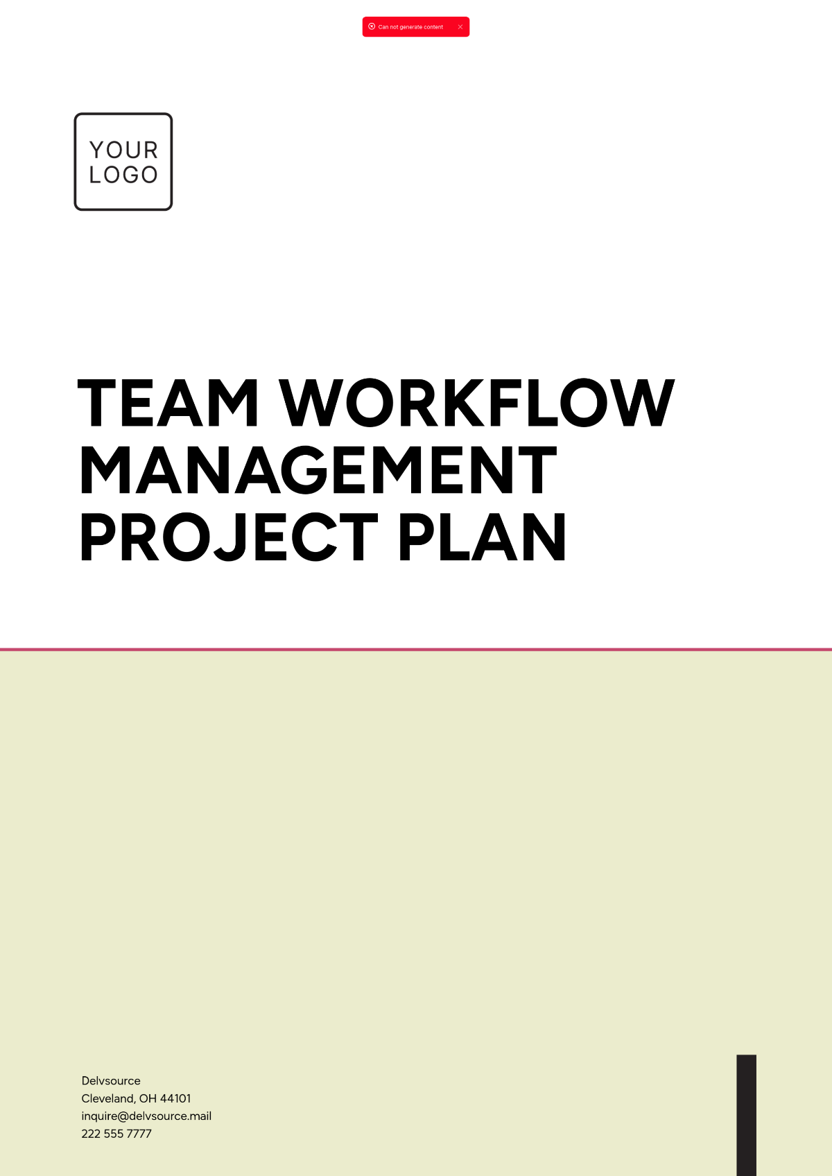 Team Workflow Management Project  Plan Template