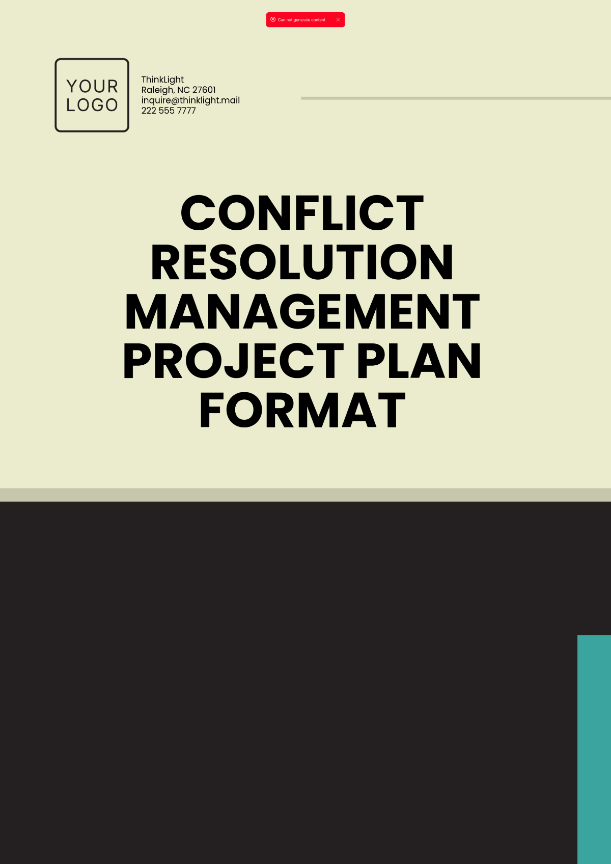 Conflict Resolution Management Project Plan Format Template