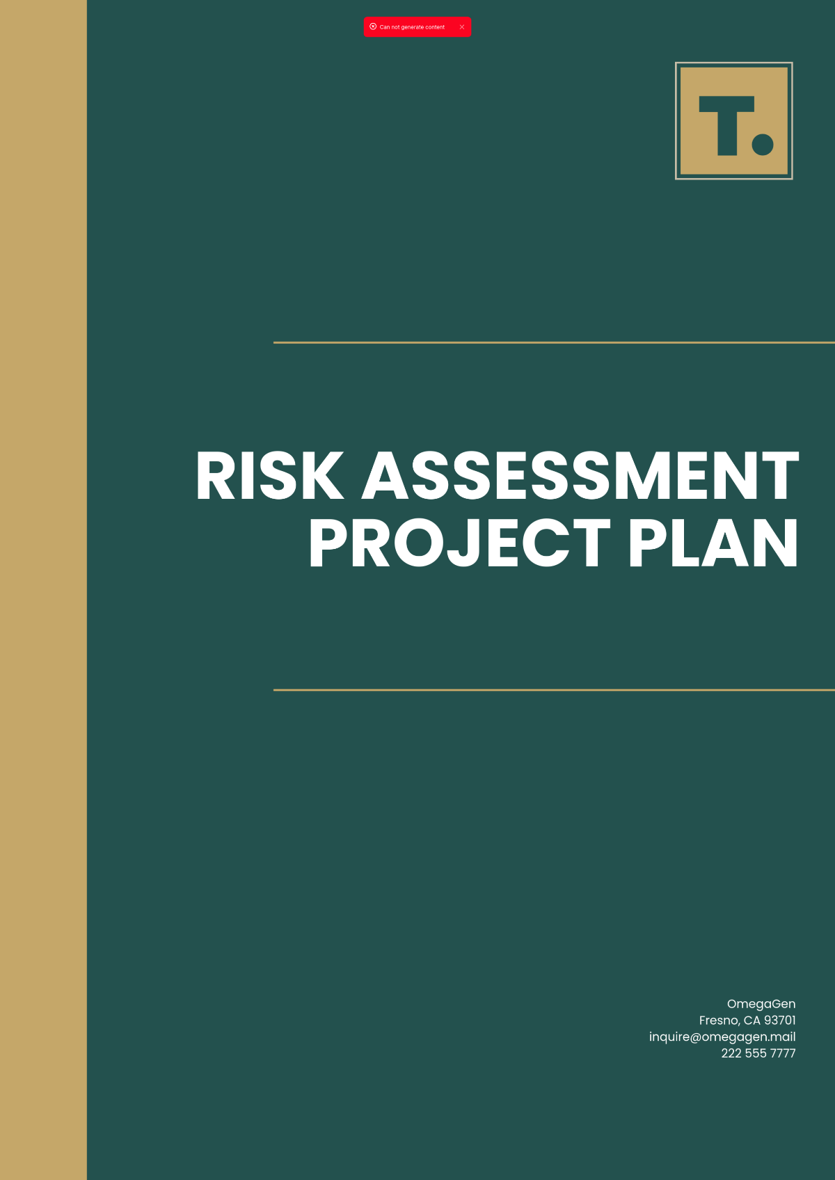 Risk Assessment Project Plan Template