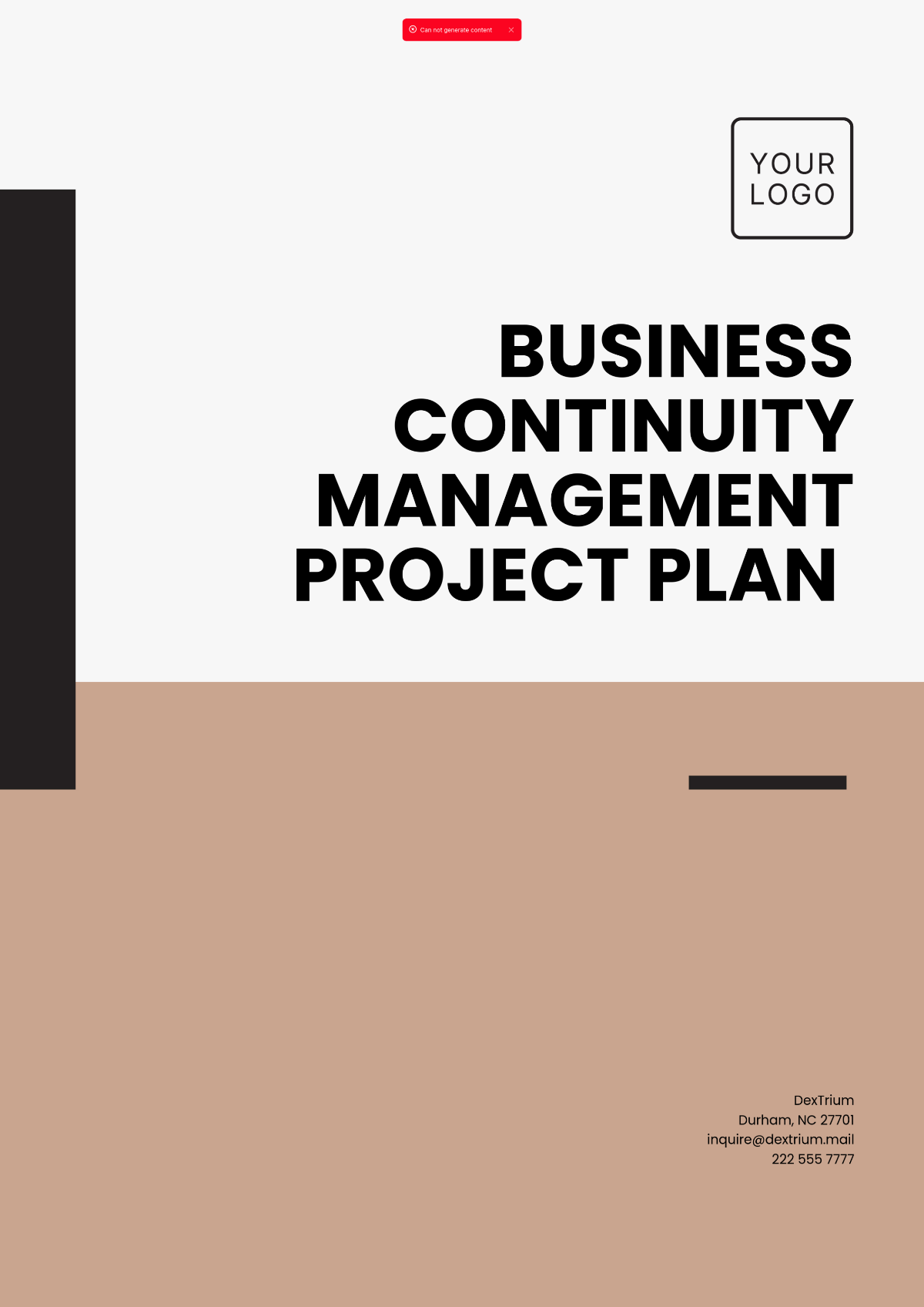 Business Continuity Management Project Plan Template - Edit Online & Download