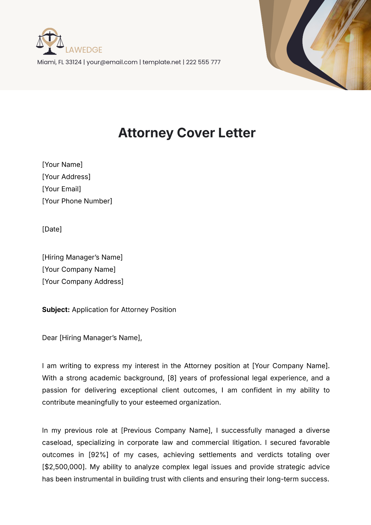 Attorney Cover Letter Template - Edit Online & Download