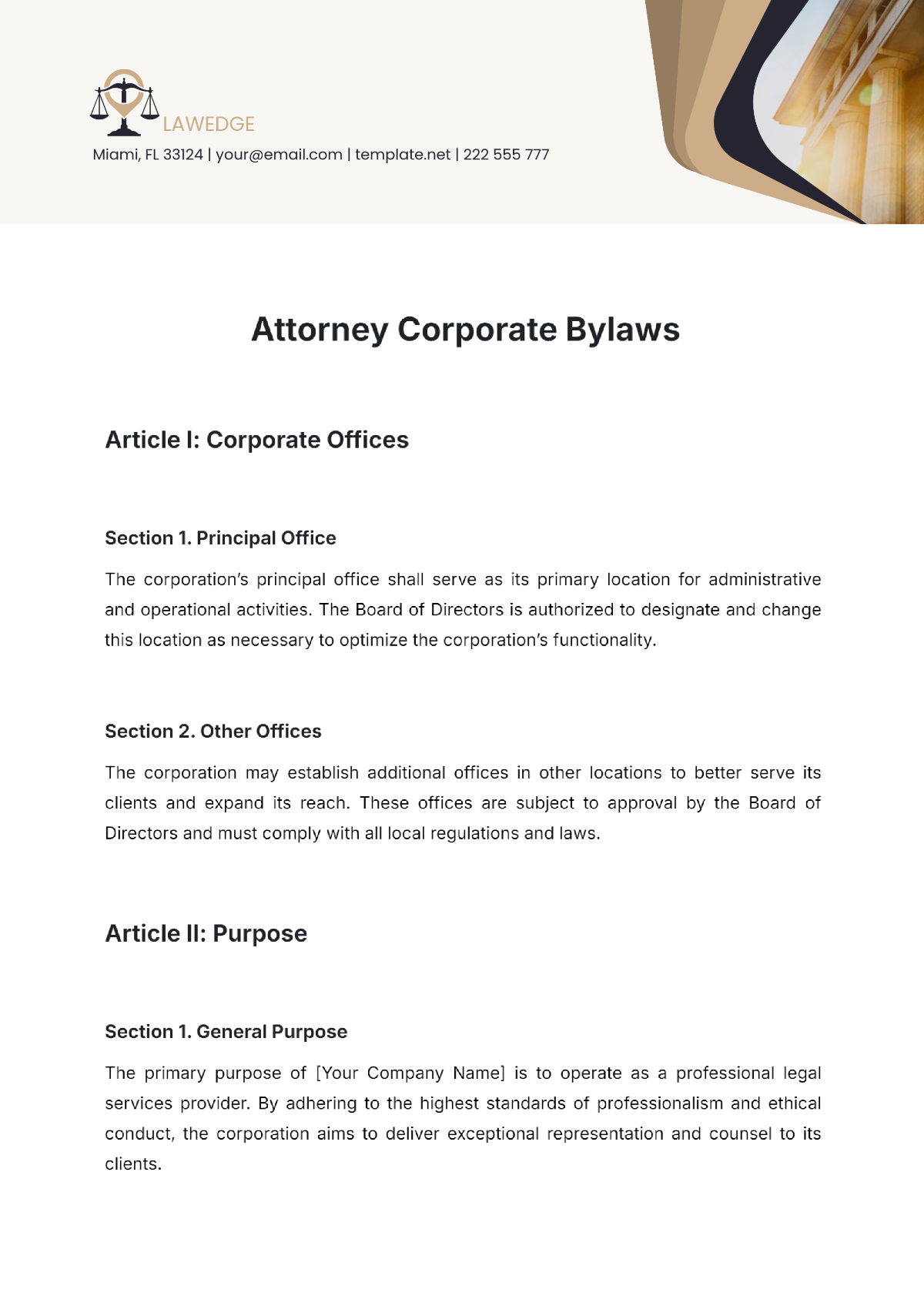 Attorney Corporate Bylaws Template - Edit Online & Download