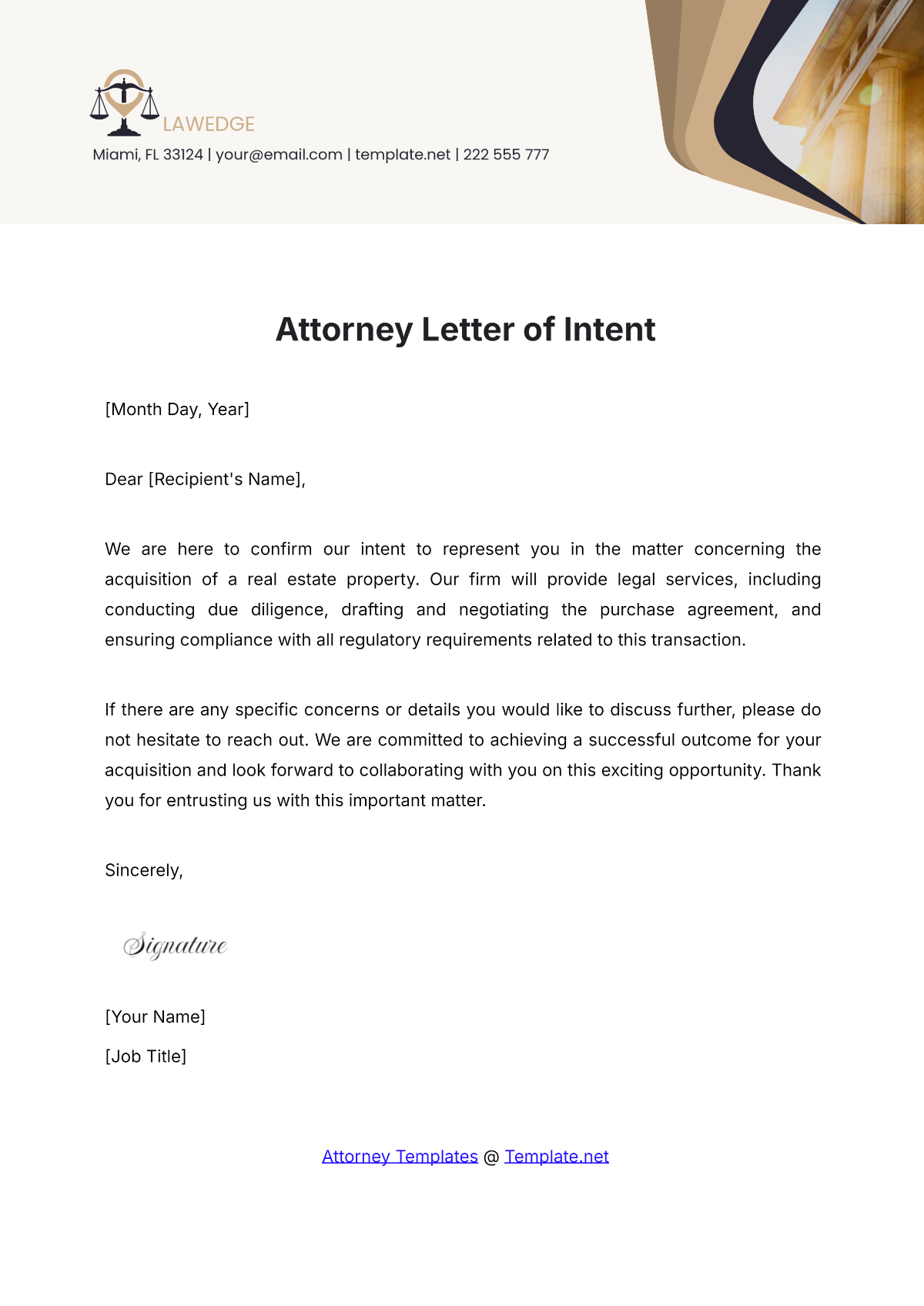 Attorney Letter of Intent Template - Edit Online & Download