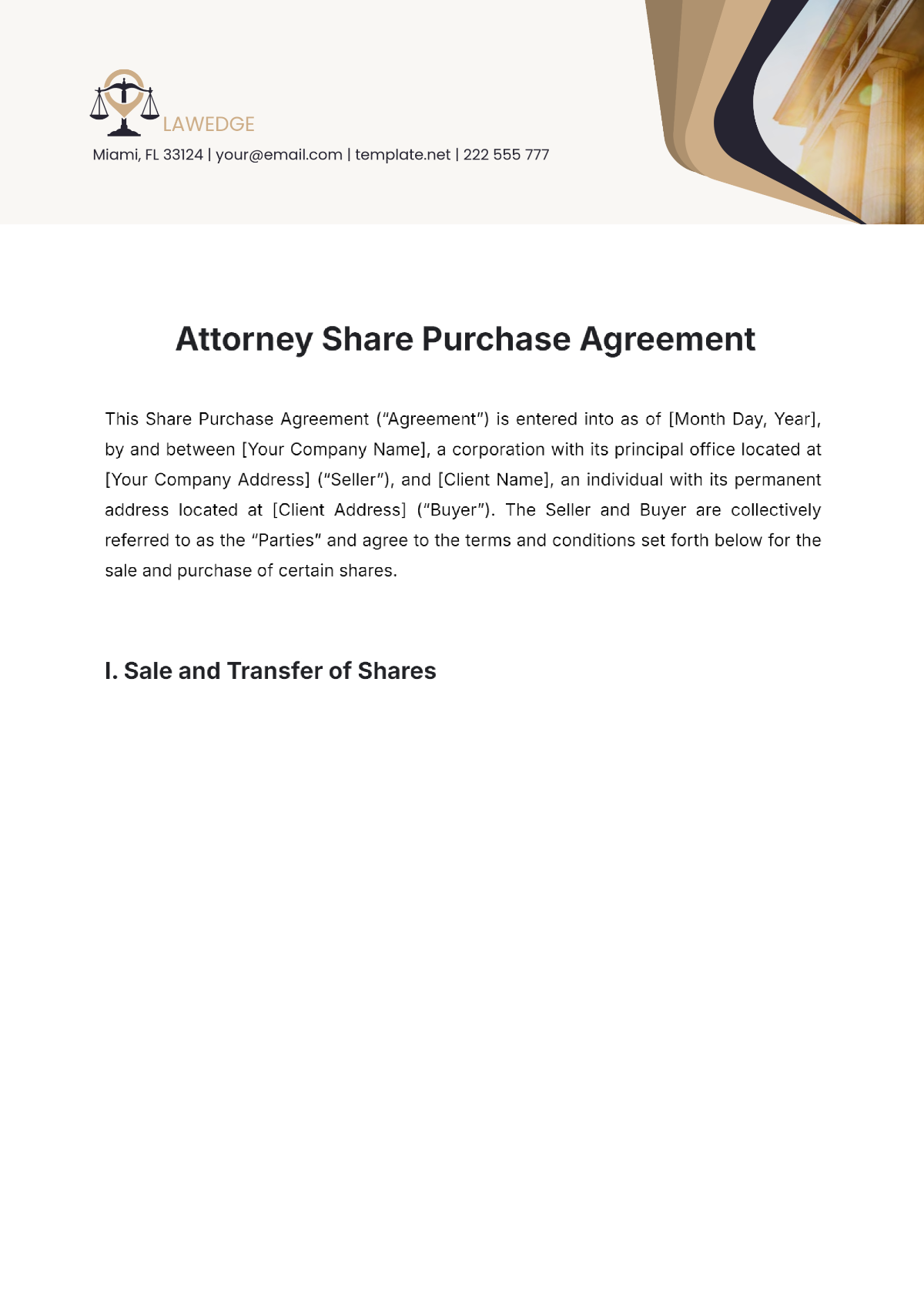 Attorney Share Purchase Agreement Template - Edit Online & Download