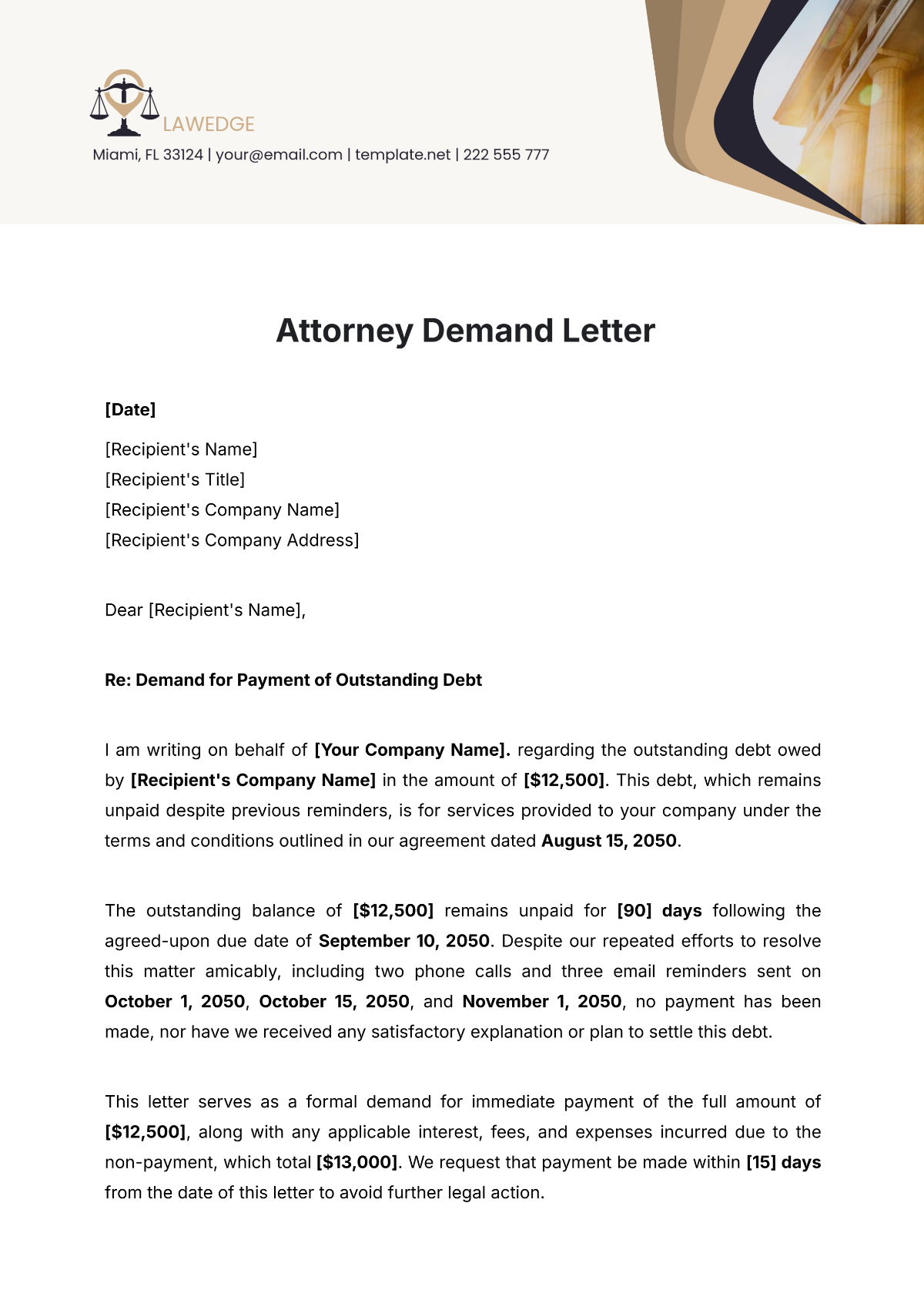 Attorney Demand Letter Template - Edit Online & Download