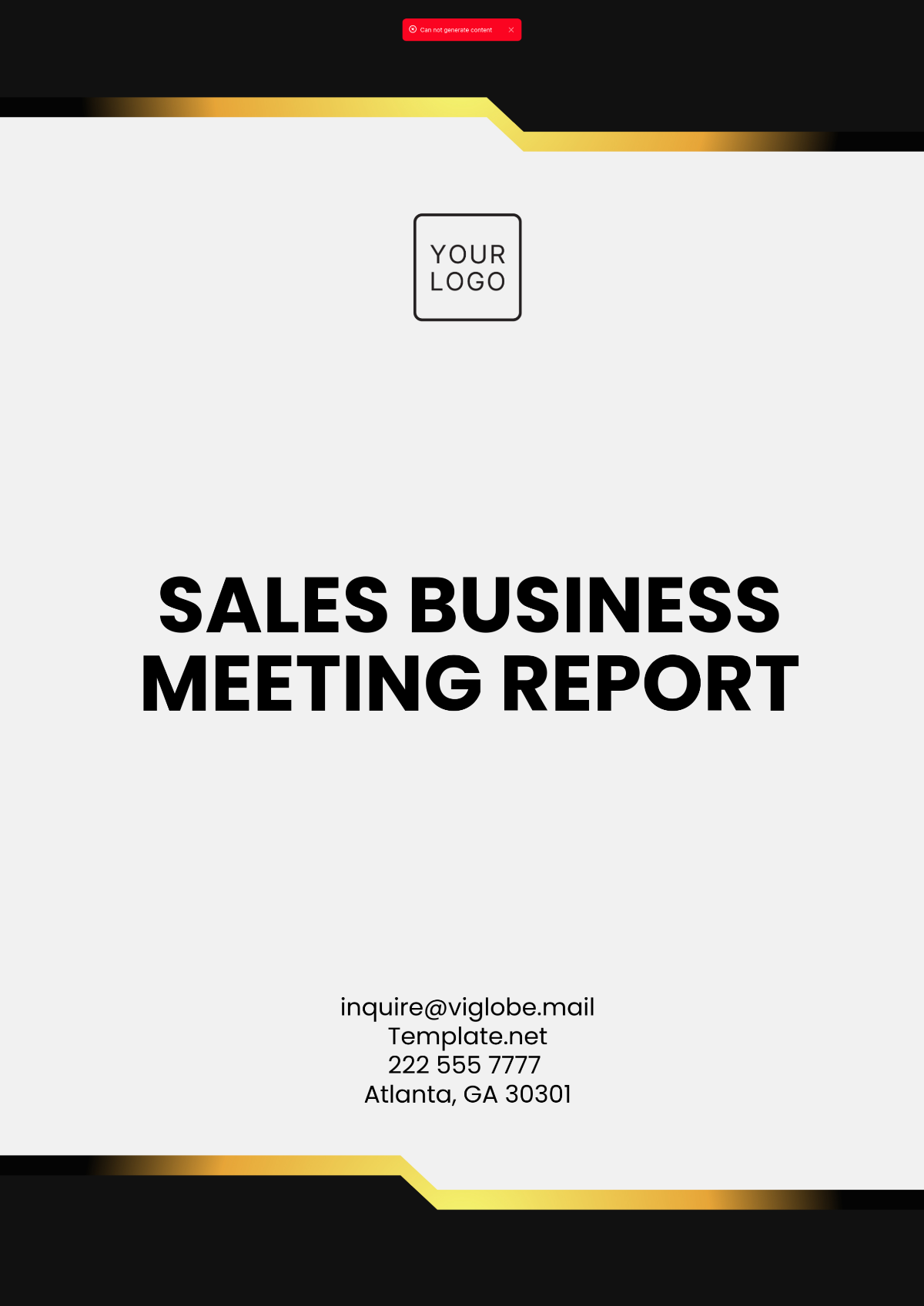 Sales Business Meeting Report Template