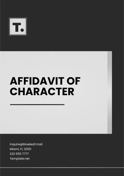 Free Sample Character Affidavit Template to Edit Online