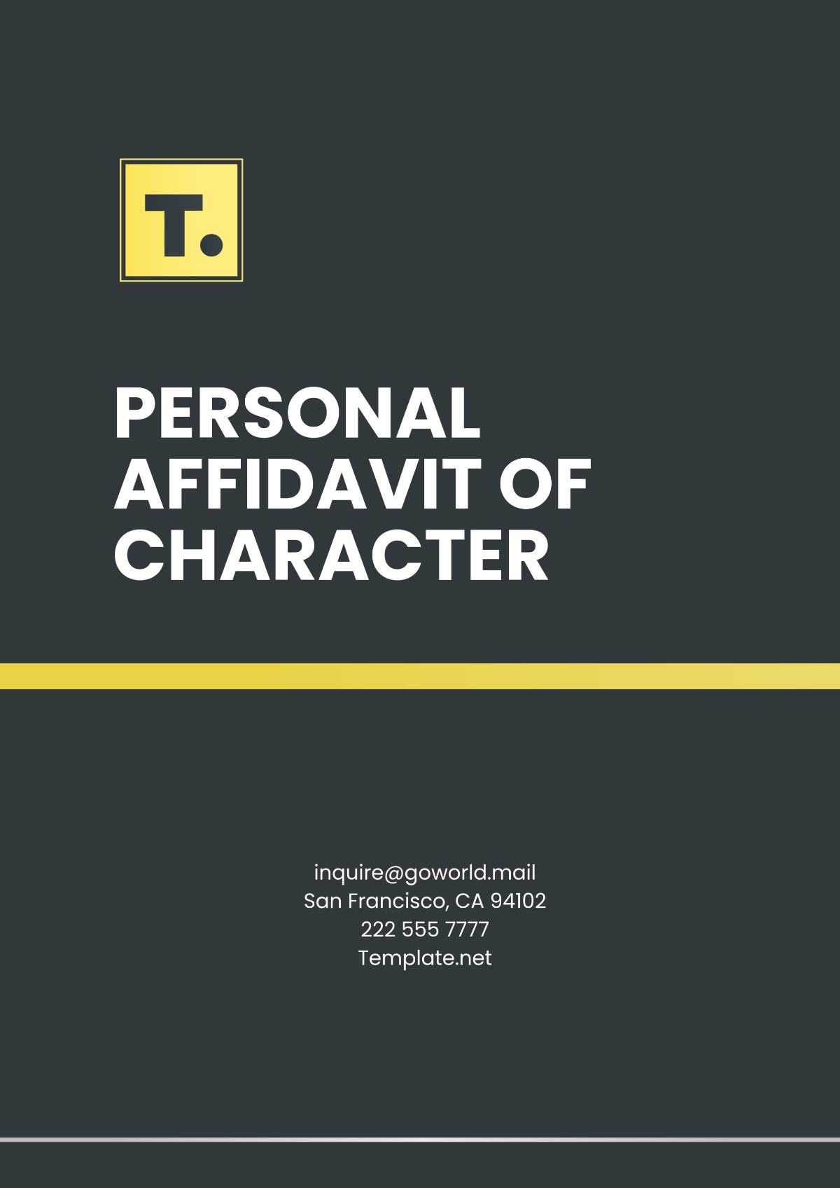 Personal Affidavit of Character Template