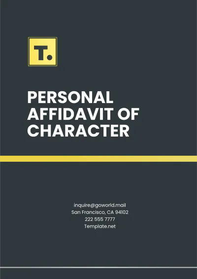 Free Personal Affidavit of Character Template to Edit Online