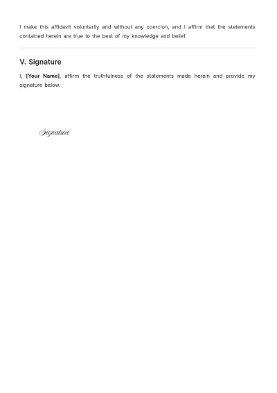 Free Personal Affidavit of Character Template to Edit Online
