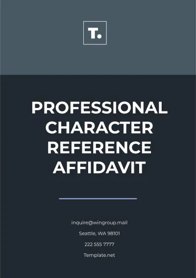 Free Professional Character Reference Affidavit Template to Edit Online